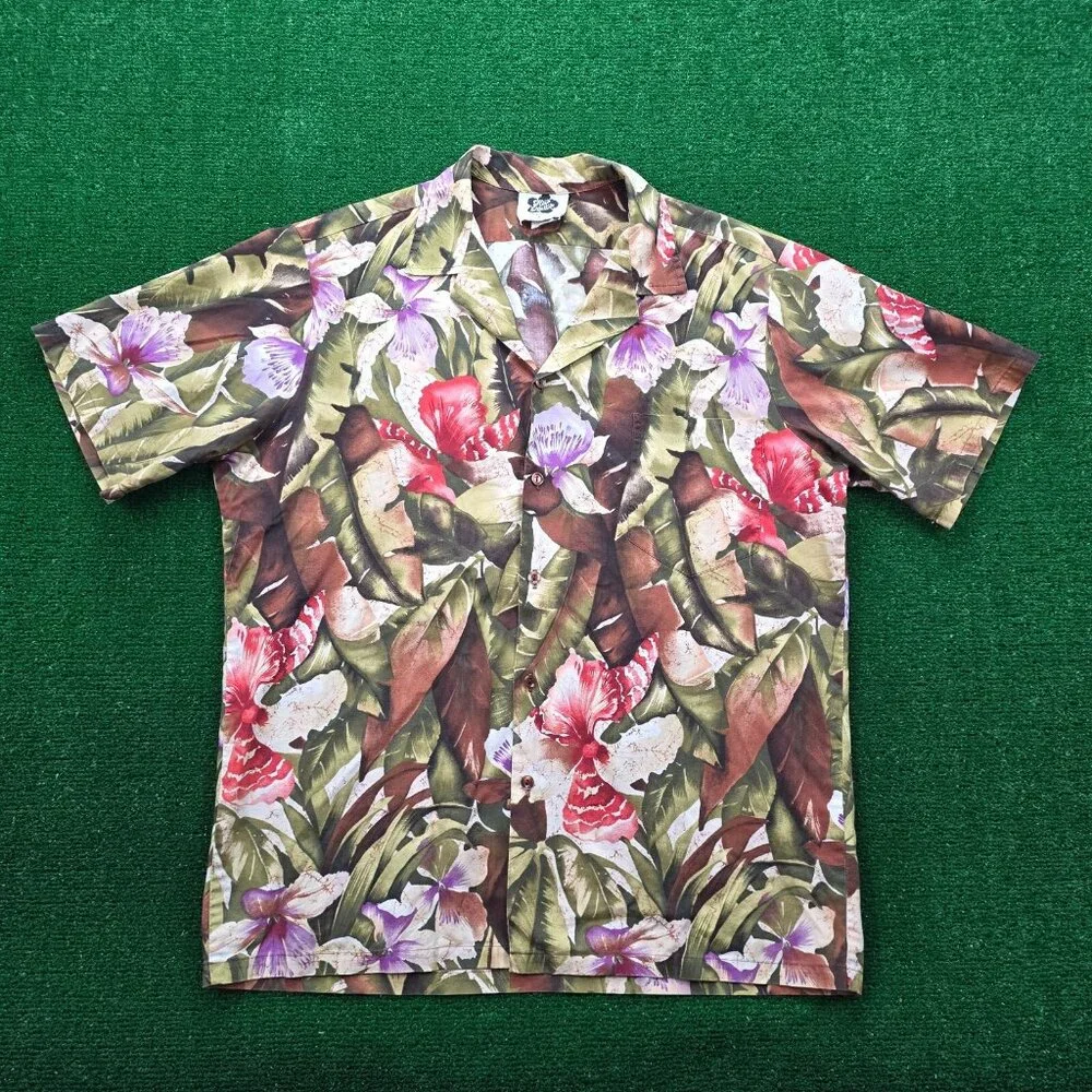 Hilo Hattie Shirt Mens Large Floral Camp Button Up Hawaiian Aloha Beach Casual‎